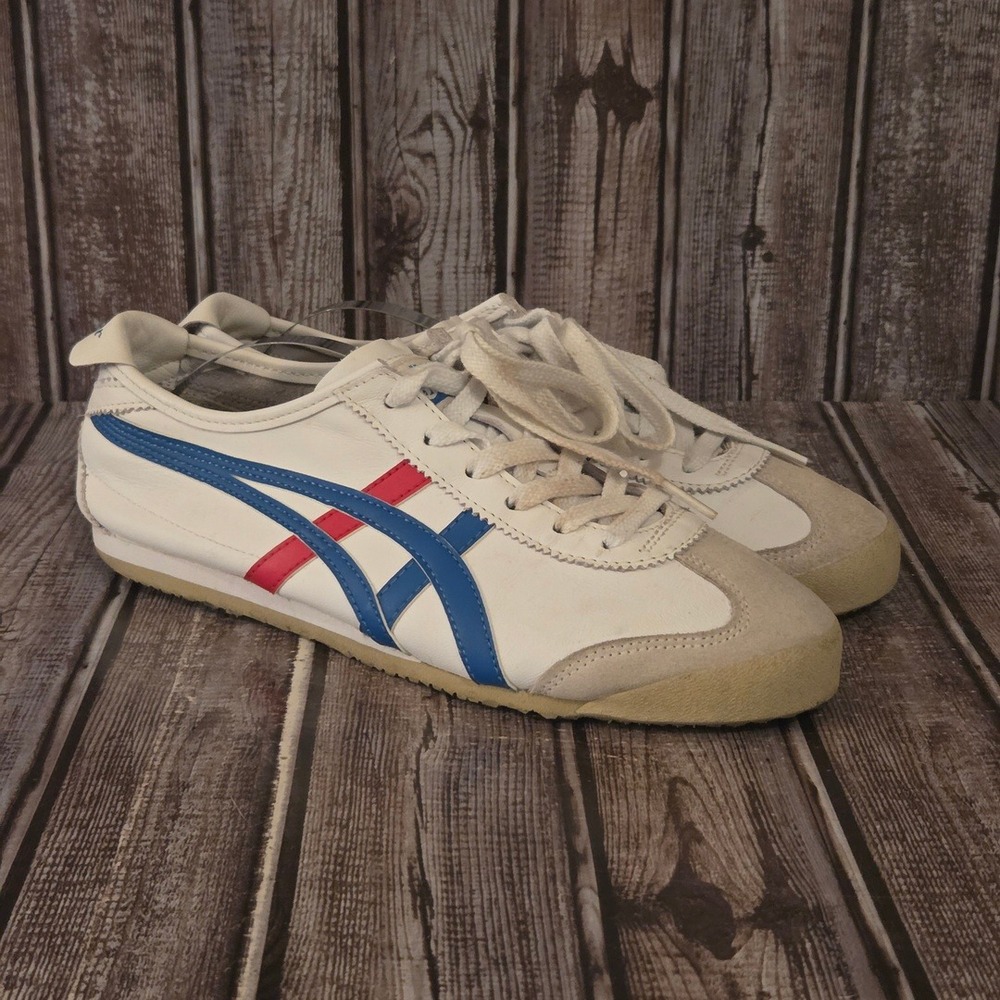 Sz 6.5 /39.5 Mens Onitsuka Tiger Mexico 66 White Blue Red Leather Sneakers Shoes